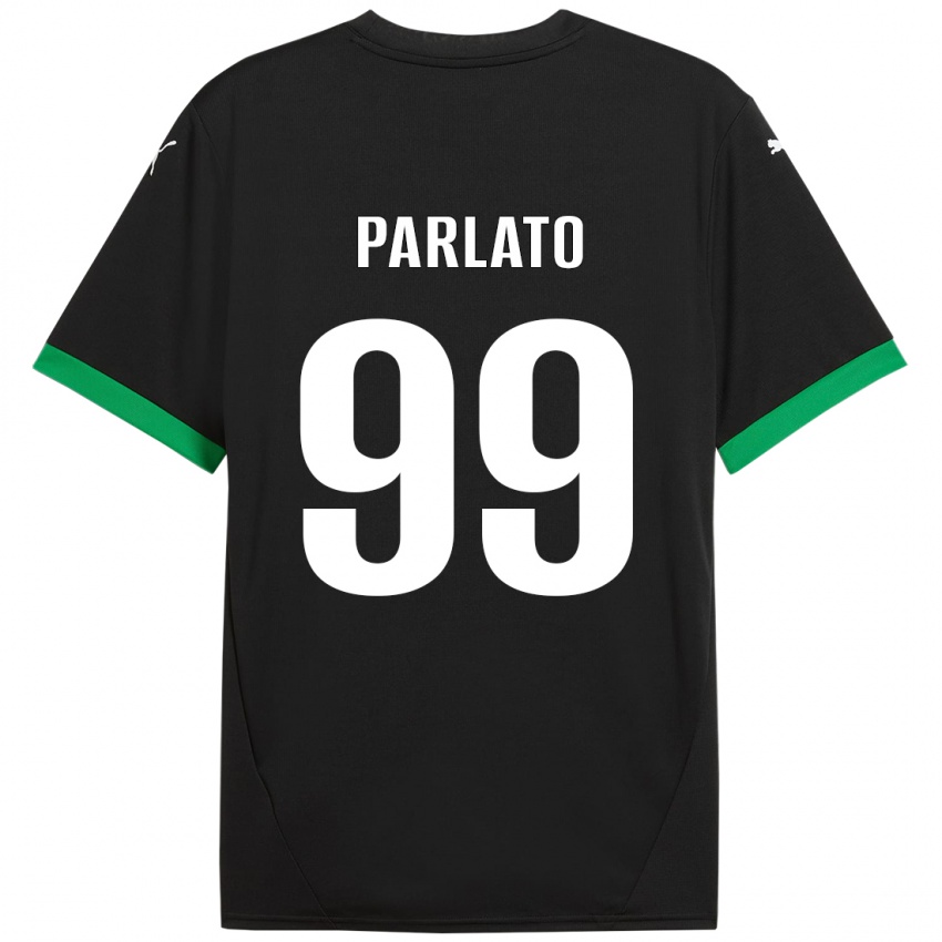 Enfant Maillot Claudio Parlato #99 Noir Vert Foncé Tenues Domicile 2024/25 T-Shirt Suisse