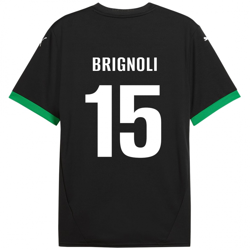 Enfant Maillot Benedetta Brignoli #15 Noir Vert Foncé Tenues Domicile 2024/25 T-Shirt Suisse