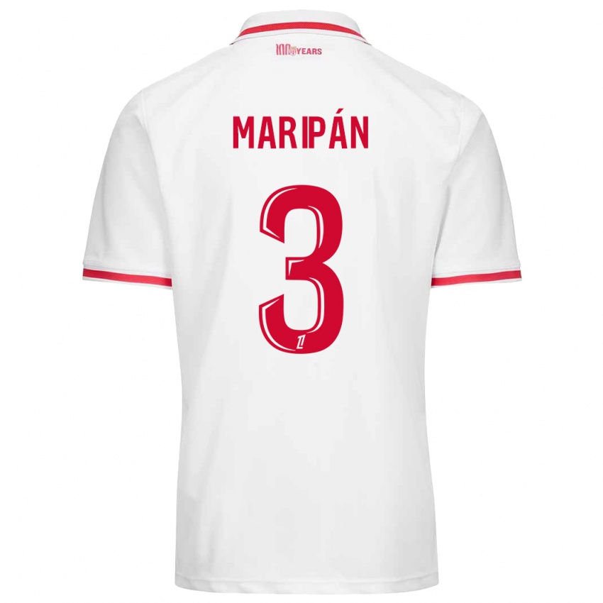 Enfant Maillot Guillermo Maripán #3 Blanc Rouge Tenues Domicile 2024/25 T-Shirt Suisse