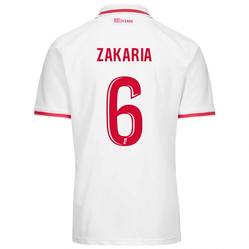 Enfant Maillot Denis Zakaria #6 Blanc Rouge Tenues Domicile 2024/25 T-Shirt Suisse