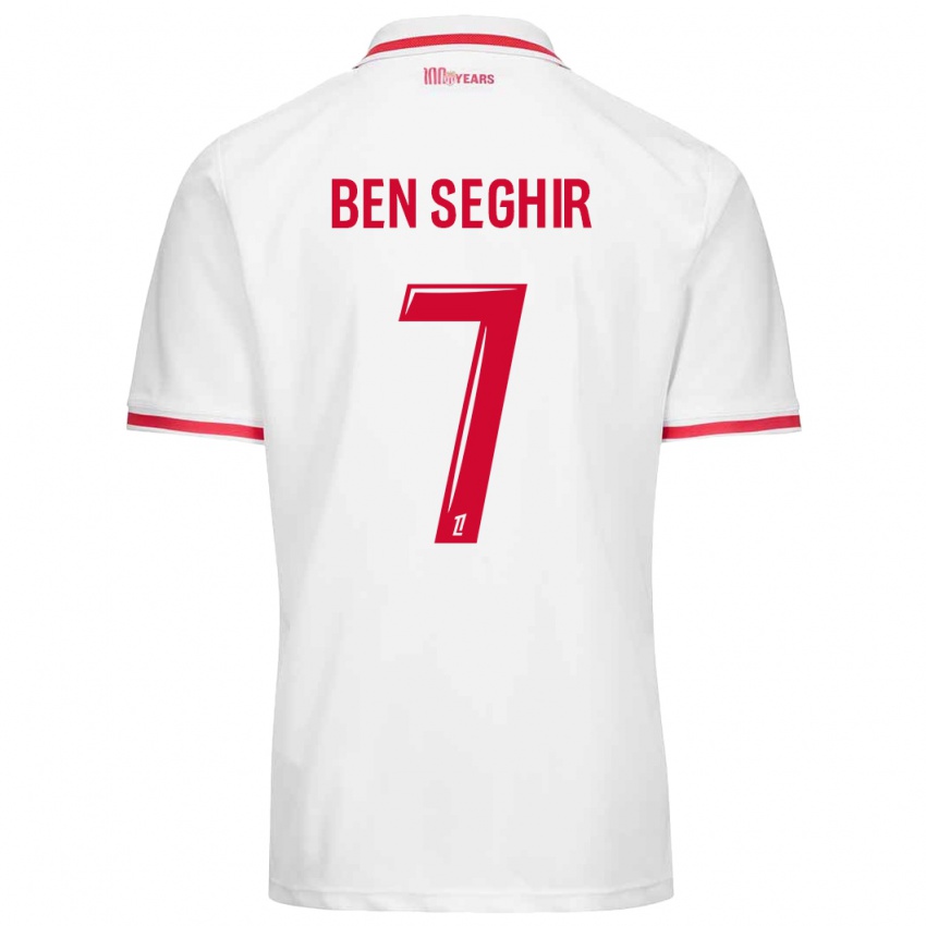 Enfant Maillot Eliesse Ben Seghir #7 Blanc Rouge Tenues Domicile 2024/25 T-Shirt Suisse