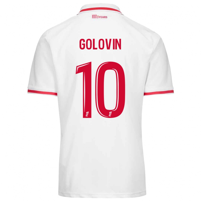 Enfant Maillot Aleksandr Golovin #10 Blanc Rouge Tenues Domicile 2024/25 T-Shirt Suisse