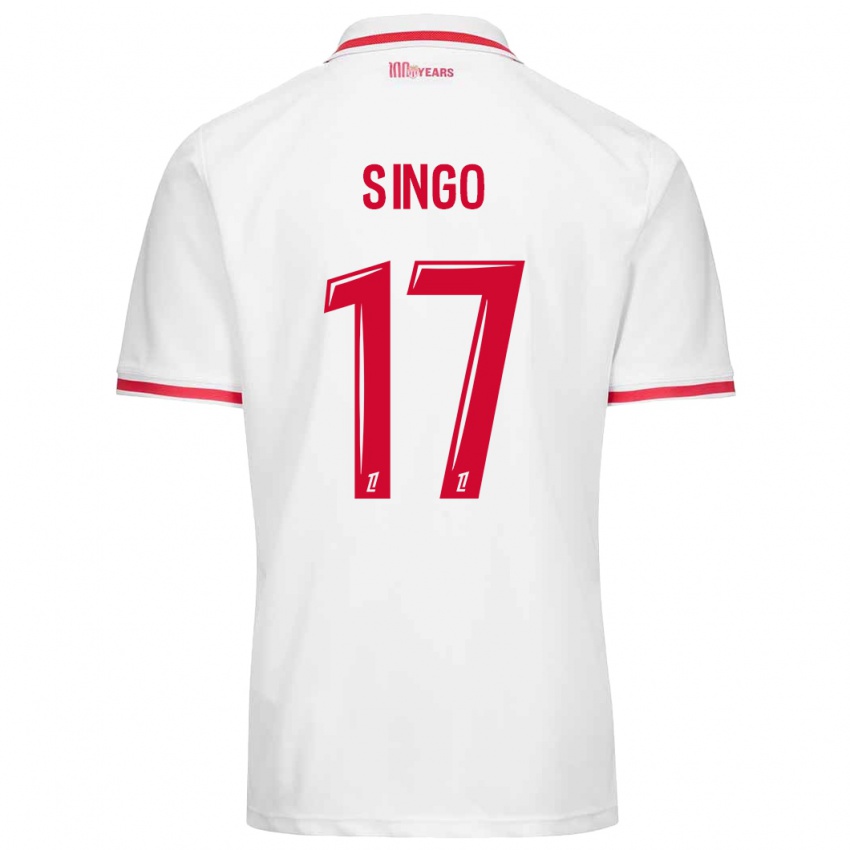 Enfant Maillot Wilfried Singo #17 Blanc Rouge Tenues Domicile 2024/25 T-Shirt Suisse