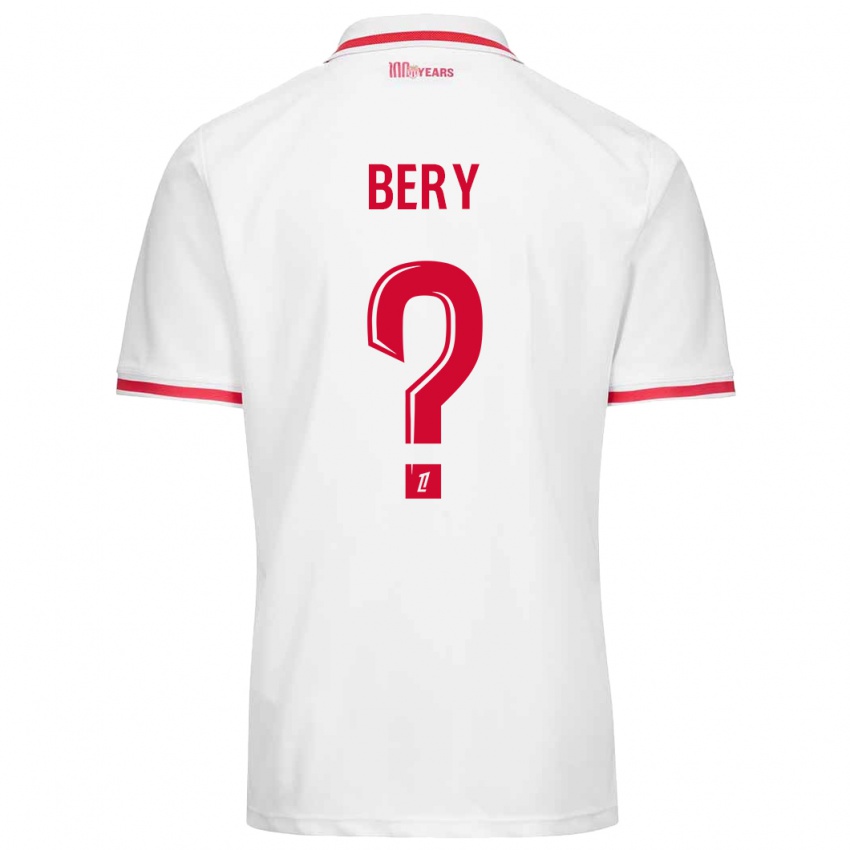 Enfant Maillot Jules Bery #0 Blanc Rouge Tenues Domicile 2024/25 T-Shirt Suisse