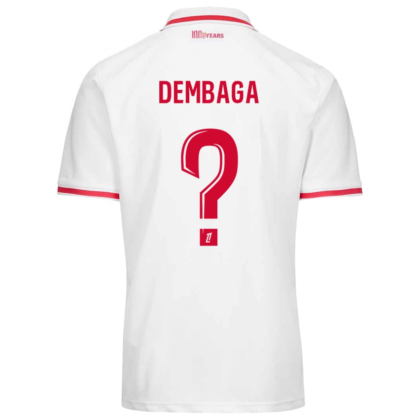 Enfant Maillot Boubakar Dembaga #0 Blanc Rouge Tenues Domicile 2024/25 T-Shirt Suisse