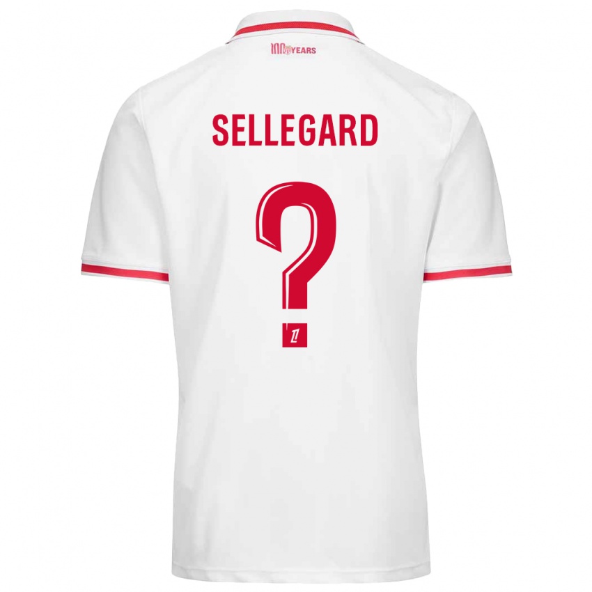 Enfant Maillot Alexander Sellegard #0 Blanc Rouge Tenues Domicile 2024/25 T-Shirt Suisse