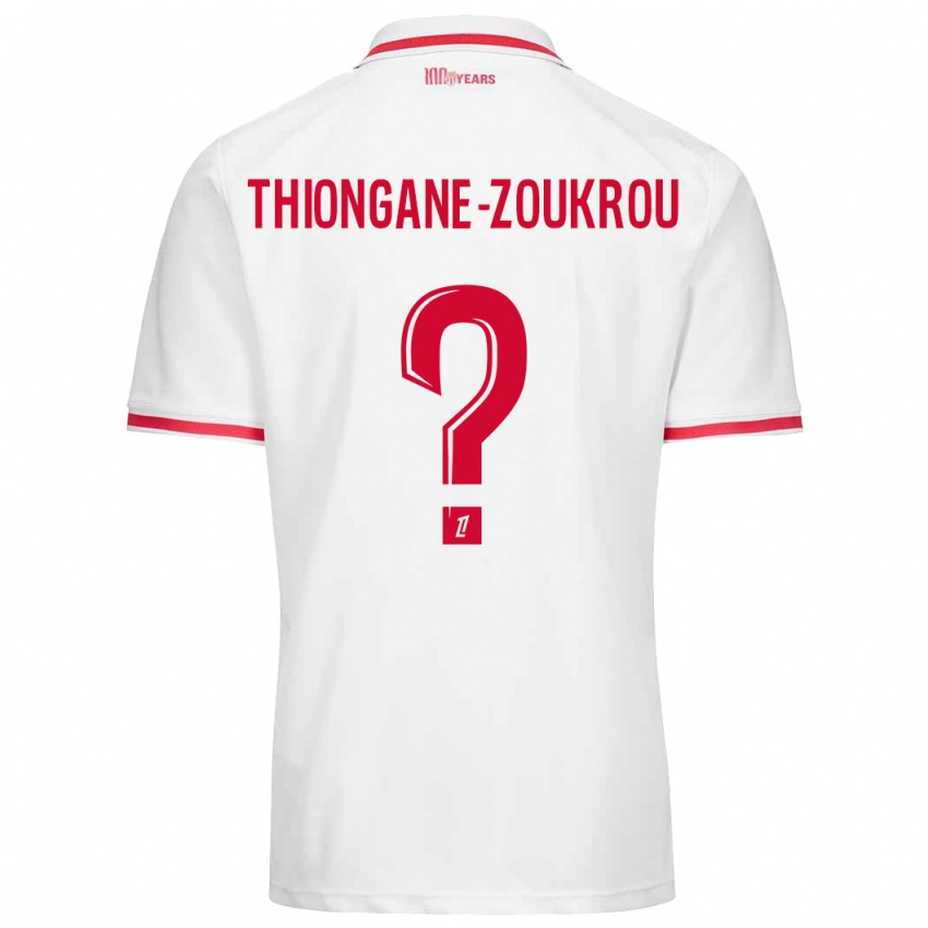 Enfant Maillot Ackah-Tidiane Thiongane-Zoukrou #0 Blanc Rouge Tenues Domicile 2024/25 T-Shirt Suisse