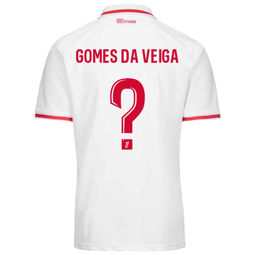 Enfant Maillot Melvin Gomes Da Veiga #0 Blanc Rouge Tenues Domicile 2024/25 T-Shirt Suisse