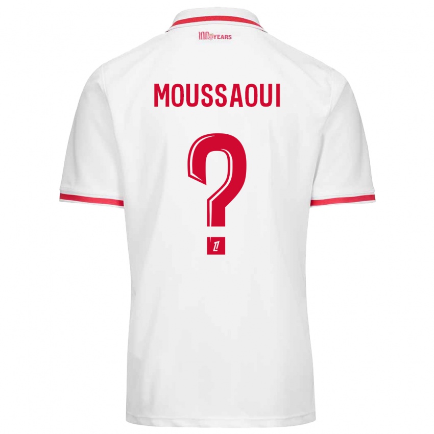 Enfant Maillot Wassim Moussaoui #0 Blanc Rouge Tenues Domicile 2024/25 T-Shirt Suisse