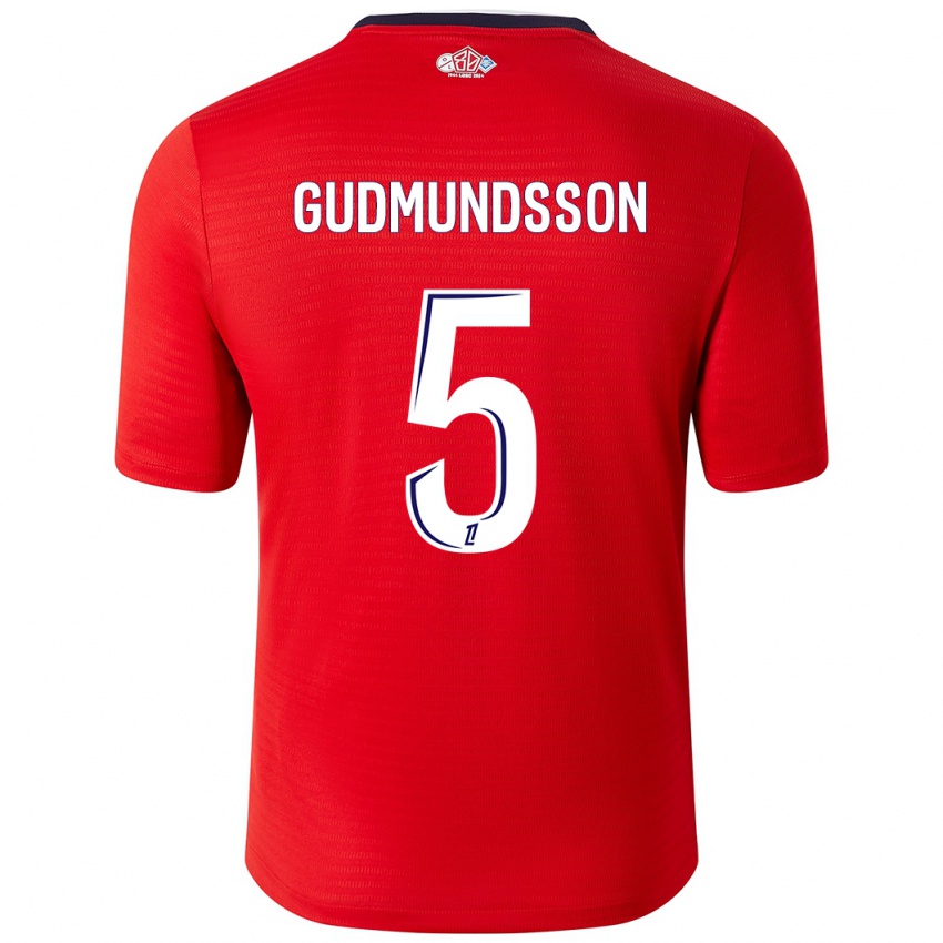 Enfant Maillot Gabriel Gudmundsson #5 Rouge Blanc Tenues Domicile 2024/25 T-Shirt Suisse