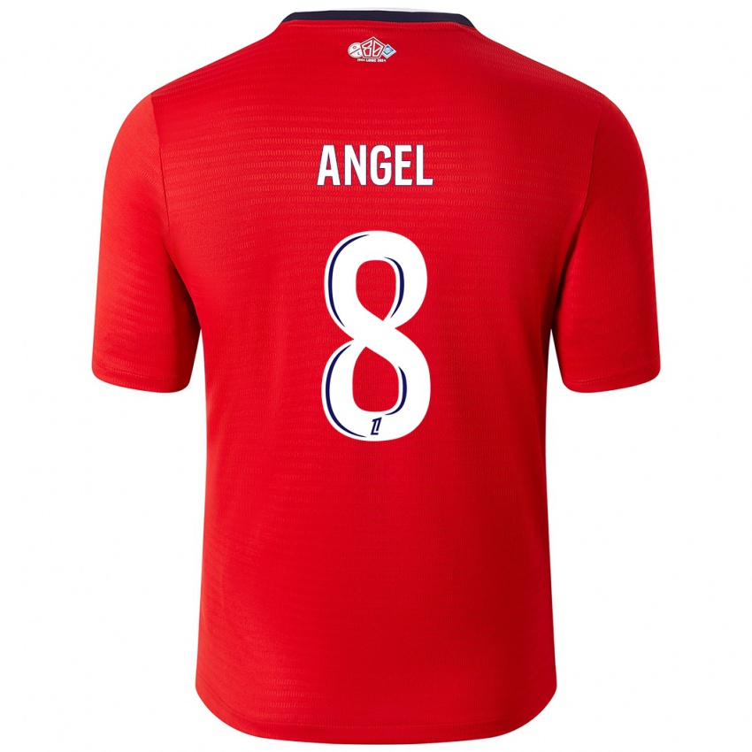 Enfant Maillot Angel Gomes #8 Rouge Blanc Tenues Domicile 2024/25 T-Shirt Suisse