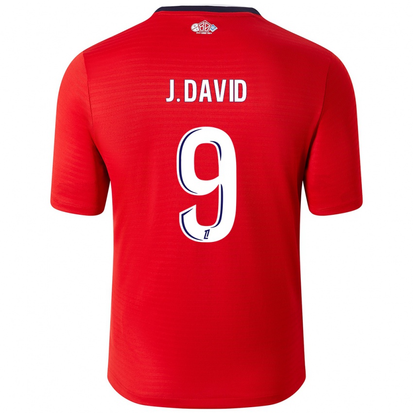 Enfant Maillot Jonathan David #9 Rouge Blanc Tenues Domicile 2024/25 T-Shirt Suisse