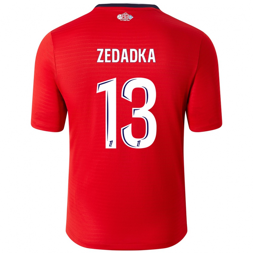 Enfant Maillot Akim Zedadka #13 Rouge Blanc Tenues Domicile 2024/25 T-Shirt Suisse