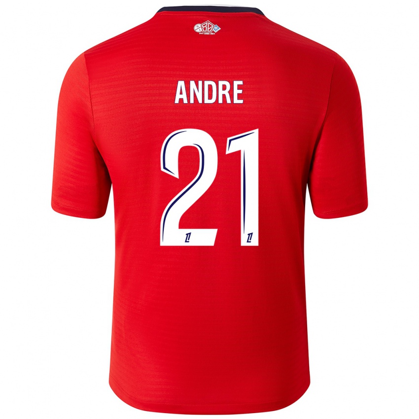 Enfant Maillot Benjamin André #21 Rouge Blanc Tenues Domicile 2024/25 T-Shirt Suisse