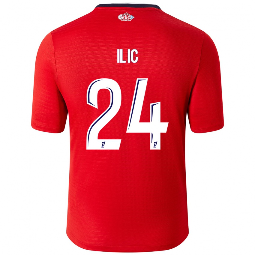 Enfant Maillot Andrej Ilic #24 Rouge Blanc Tenues Domicile 2024/25 T-Shirt Suisse