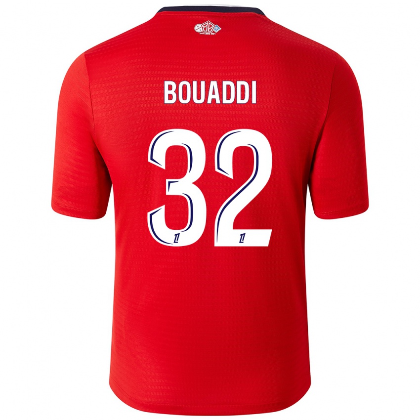 Enfant Maillot Ayyoub Bouaddi #32 Rouge Blanc Tenues Domicile 2024/25 T-Shirt Suisse