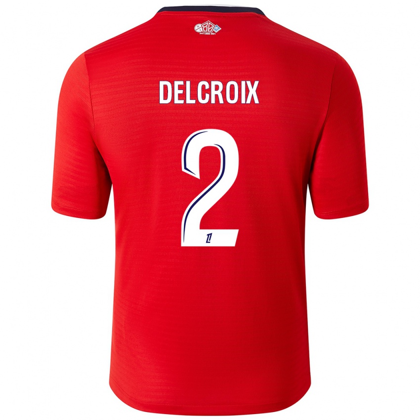 Enfant Maillot Céleste Delcroix #2 Rouge Blanc Tenues Domicile 2024/25 T-Shirt Suisse