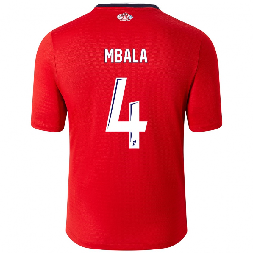 Enfant Maillot Olivia Mbala #4 Rouge Blanc Tenues Domicile 2024/25 T-Shirt Suisse