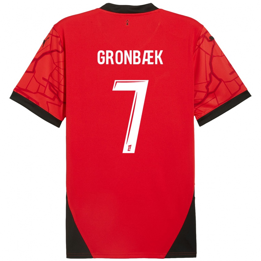 Enfant Maillot Albert Grønbaek #7 Rouge Noir Tenues Domicile 2024/25 T-Shirt Suisse