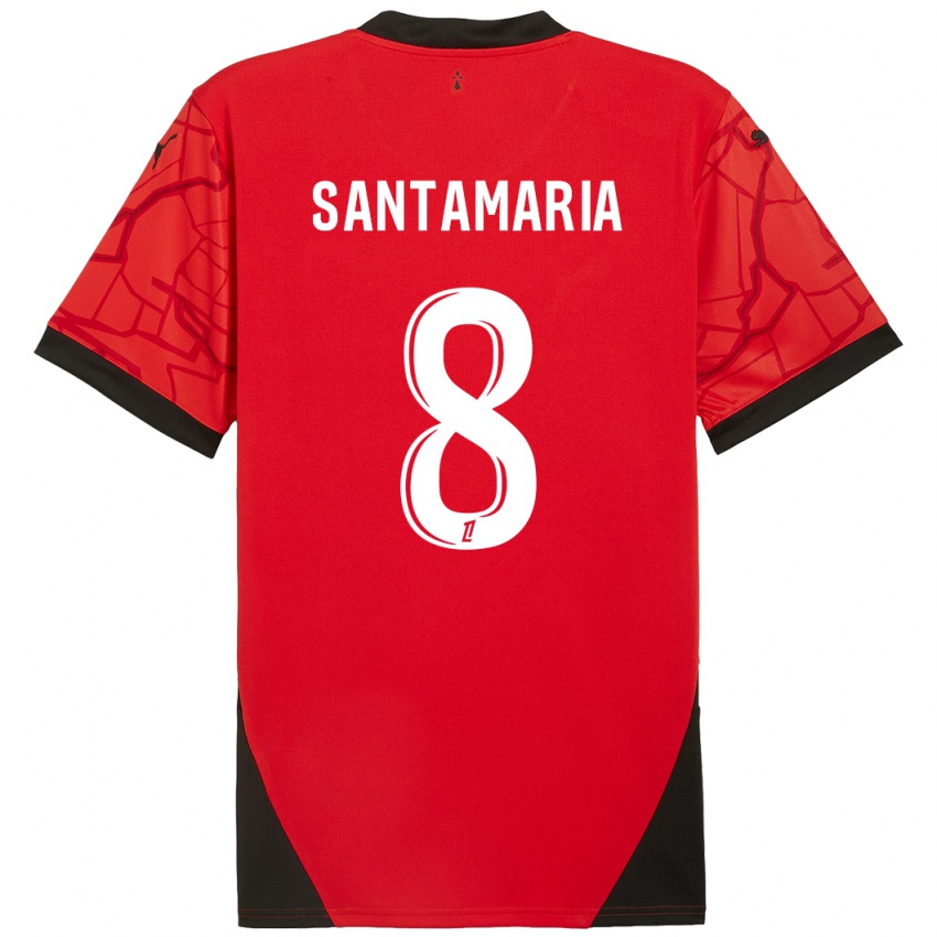 Enfant Maillot Baptiste Santamaria #8 Rouge Noir Tenues Domicile 2024/25 T-Shirt Suisse