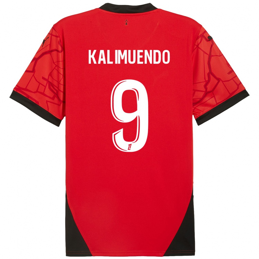 Enfant Maillot Arnaud Kalimuendo #9 Rouge Noir Tenues Domicile 2024/25 T-Shirt Suisse