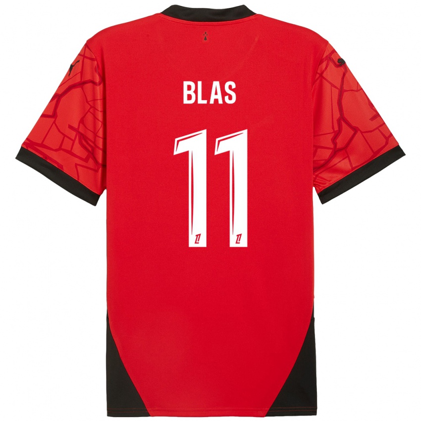 Enfant Maillot Ludovic Blas #11 Rouge Noir Tenues Domicile 2024/25 T-Shirt Suisse