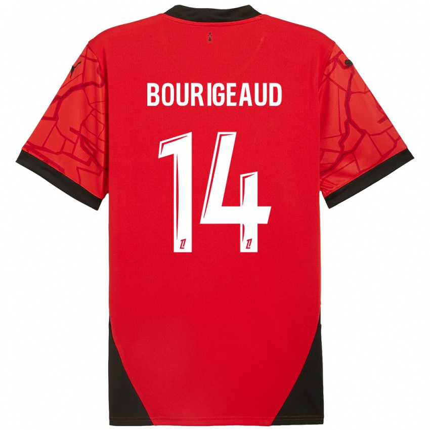 Enfant Maillot Benjamin Bourigeaud #14 Rouge Noir Tenues Domicile 2024/25 T-Shirt Suisse