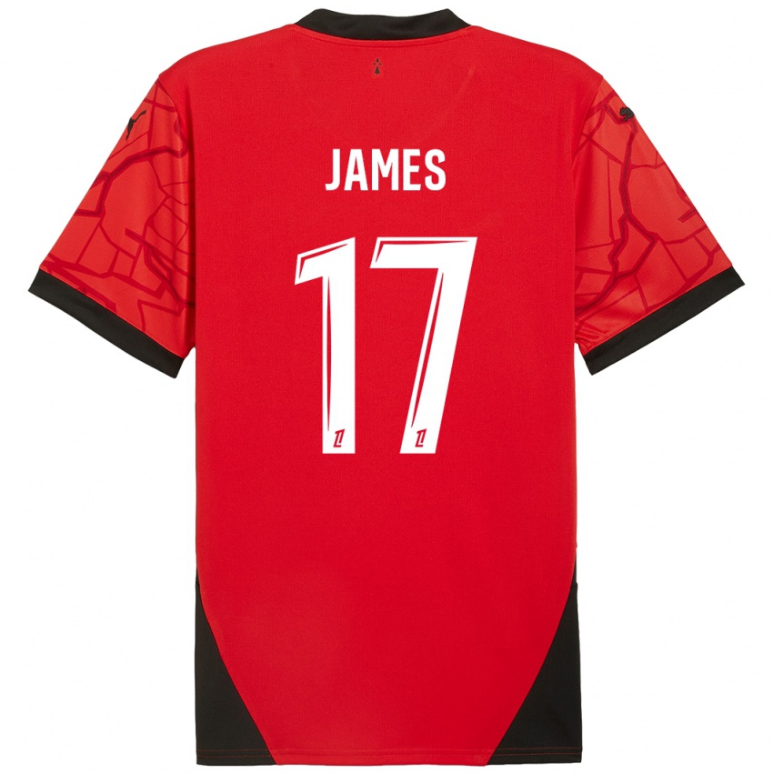 Enfant Maillot Jordan James #17 Rouge Noir Tenues Domicile 2024/25 T-Shirt Suisse