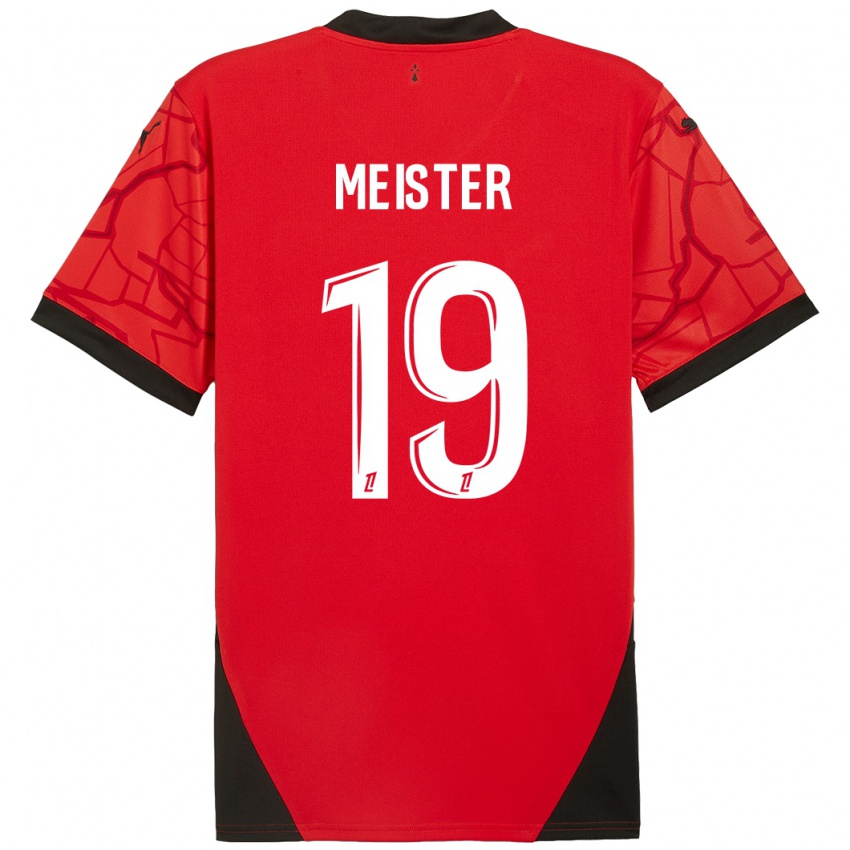 Enfant Maillot Henrik Meister #19 Rouge Noir Tenues Domicile 2024/25 T-Shirt Suisse