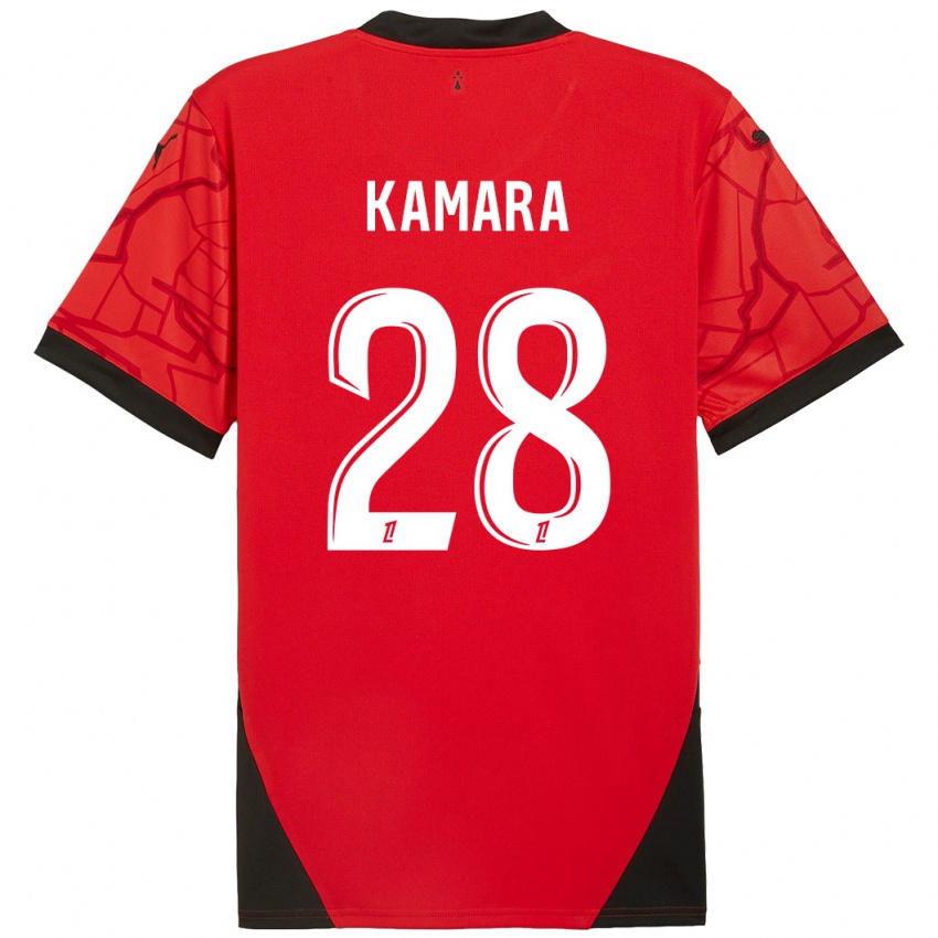 Enfant Maillot Glen Kamara #28 Rouge Noir Tenues Domicile 2024/25 T-Shirt Suisse