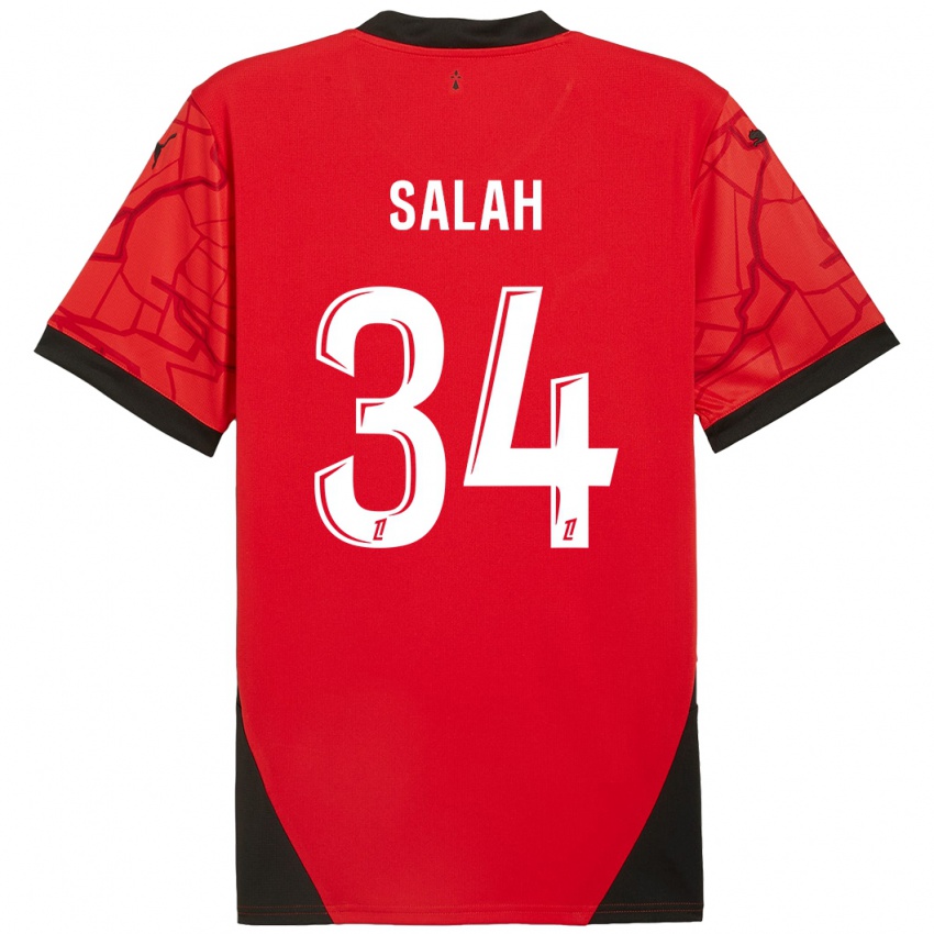 Enfant Maillot Ibrahim Salah #34 Rouge Noir Tenues Domicile 2024/25 T-Shirt Suisse