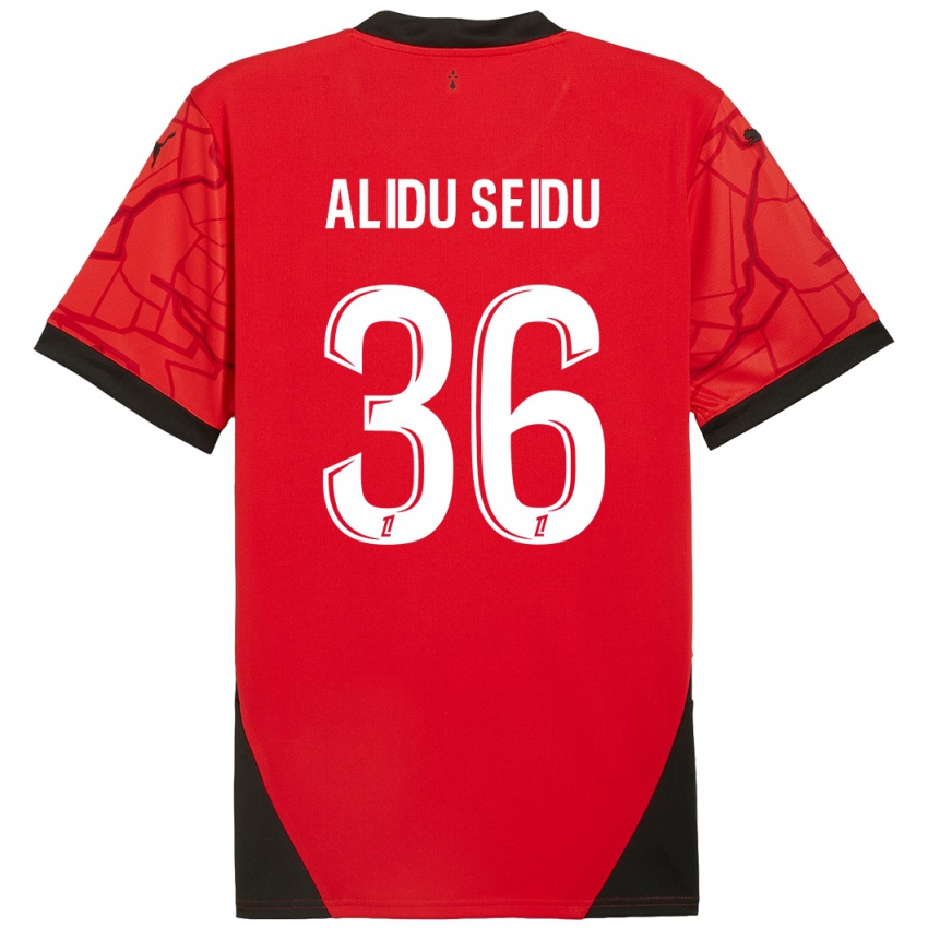 Enfant Maillot Alidu Seidu #36 Rouge Noir Tenues Domicile 2024/25 T-Shirt Suisse