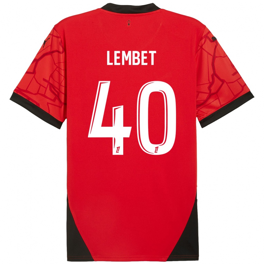 Enfant Maillot Geoffrey Lembet #40 Rouge Noir Tenues Domicile 2024/25 T-Shirt Suisse