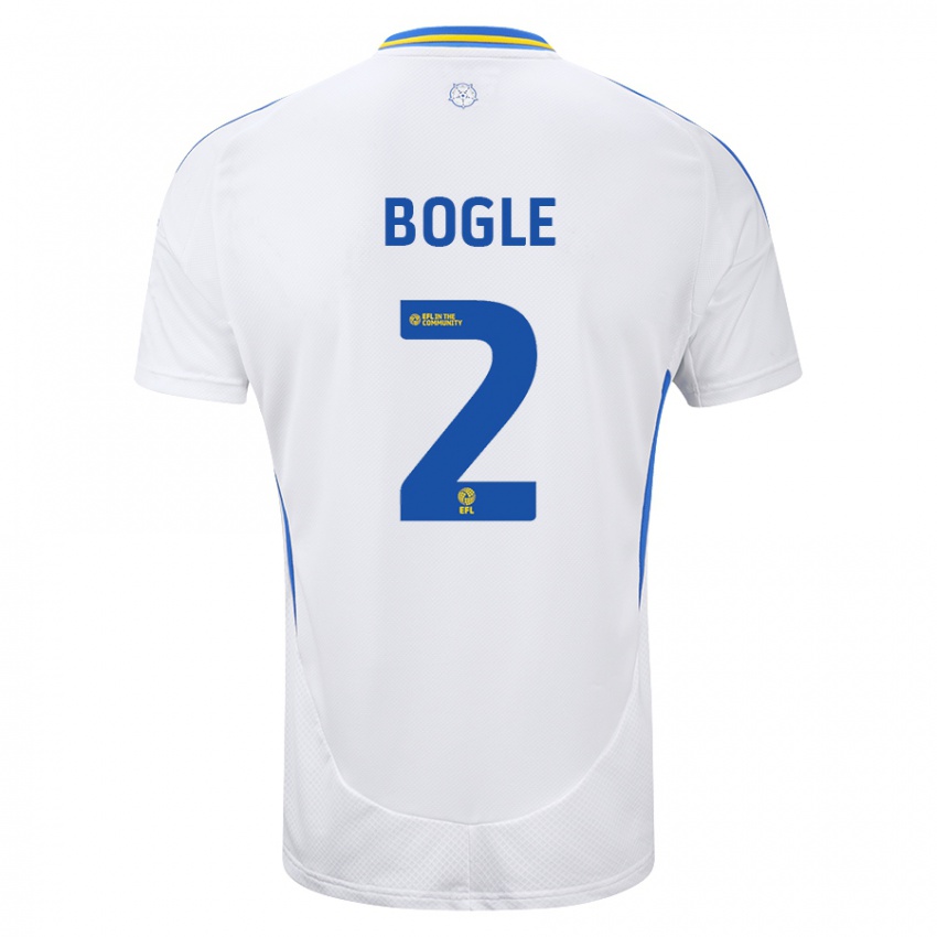 Enfant Maillot Jayden Bogle #2 Blanc Bleu Tenues Domicile 2024/25 T-Shirt Suisse