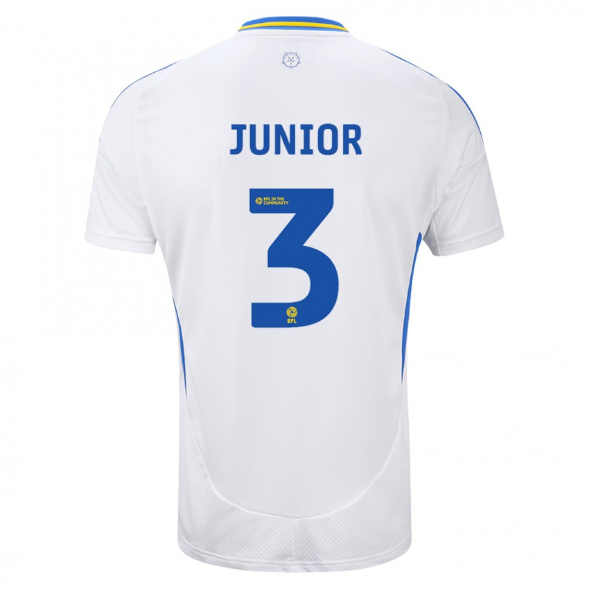 Enfant Maillot Junior Firpo #3 Blanc Bleu Tenues Domicile 2024/25 T-Shirt Suisse