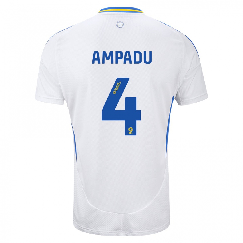 Enfant Maillot Ethan Ampadu #4 Blanc Bleu Tenues Domicile 2024/25 T-Shirt Suisse