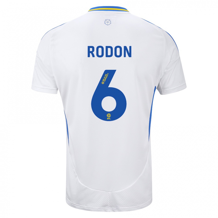 Enfant Maillot Joe Rodon #6 Blanc Bleu Tenues Domicile 2024/25 T-Shirt Suisse