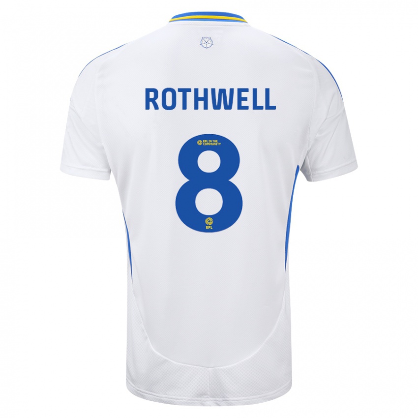 Enfant Maillot Joe Rothwell #8 Blanc Bleu Tenues Domicile 2024/25 T-Shirt Suisse