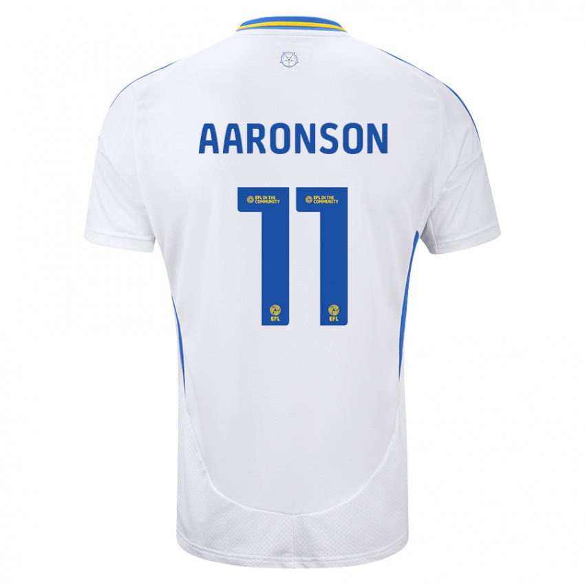 Enfant Maillot Brenden Aaronson #11 Blanc Bleu Tenues Domicile 2024/25 T-Shirt Suisse