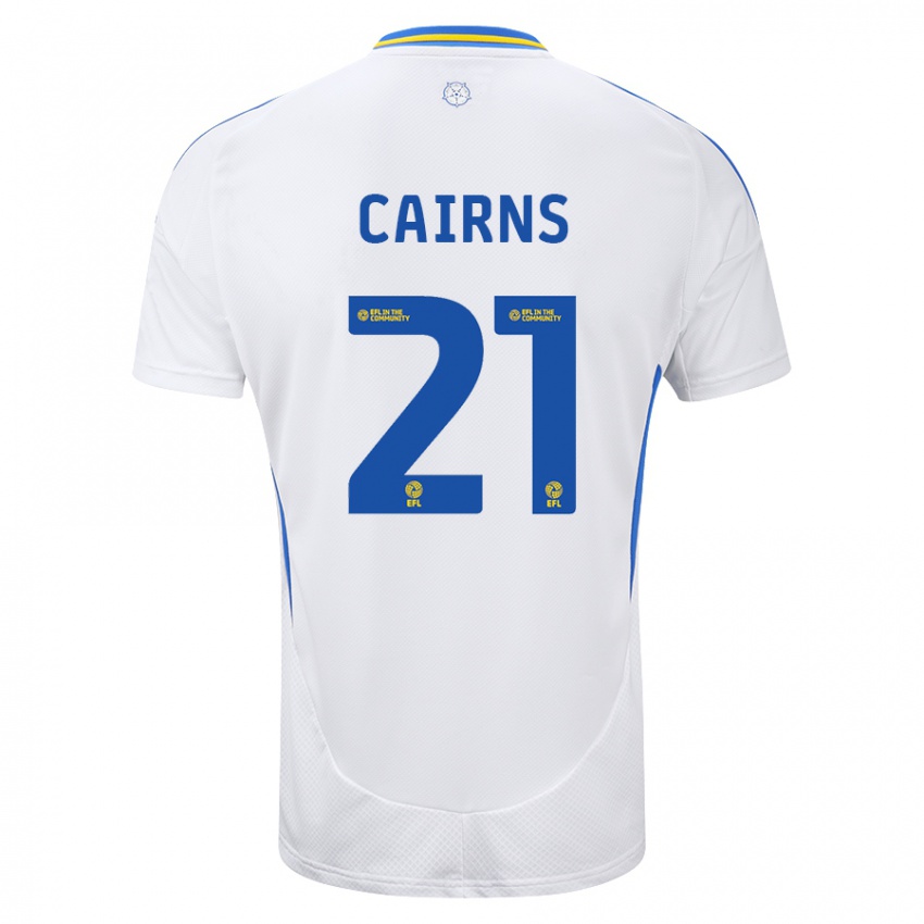 Enfant Maillot Alex Cairns #21 Blanc Bleu Tenues Domicile 2024/25 T-Shirt Suisse