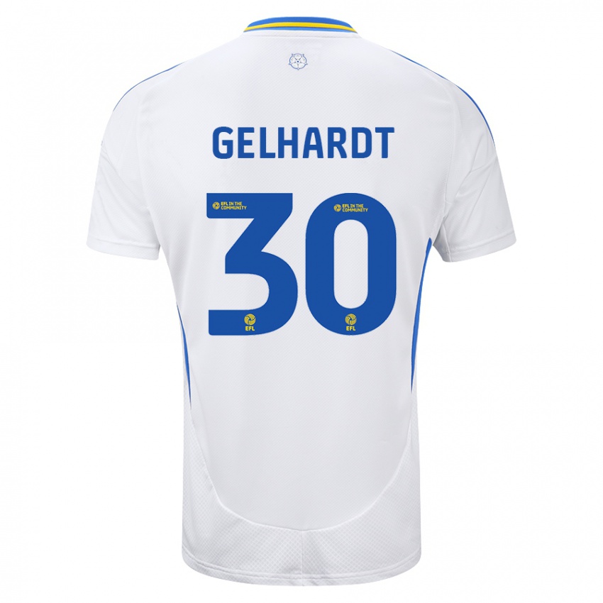 Kinder Joe Gelhardt #30 Weiß Blau Heimtrikot Trikot 2024/25 T-Shirt Schweiz