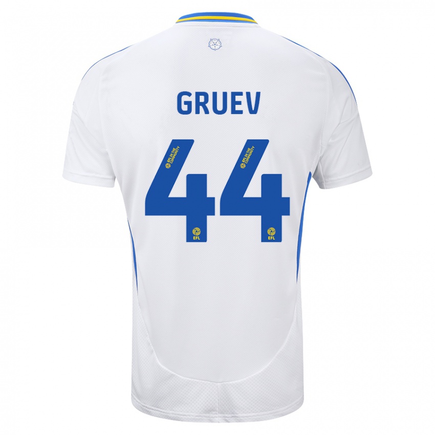 Kinder Ilia Gruev #44 Weiß Blau Heimtrikot Trikot 2024/25 T-Shirt Schweiz