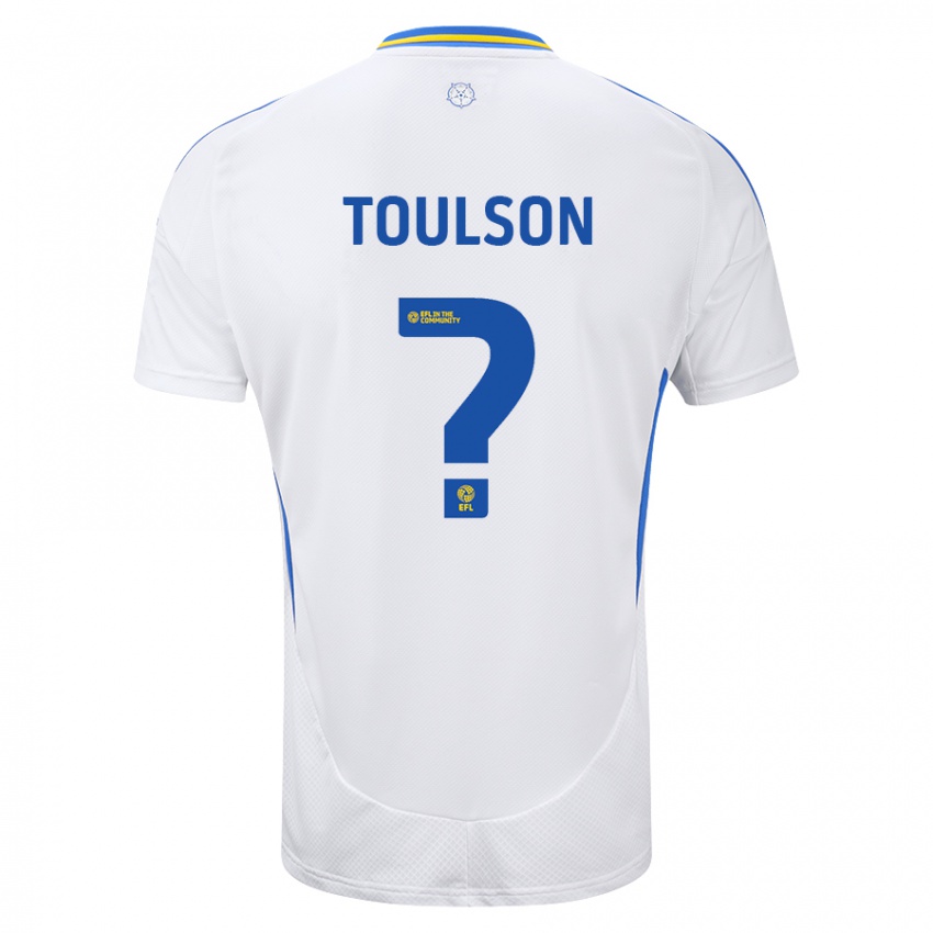 Enfant Maillot Daniel Toulson #0 Blanc Bleu Tenues Domicile 2024/25 T-Shirt Suisse