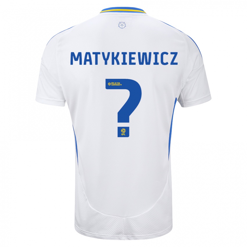 Enfant Maillot Luke Matykiewicz #0 Blanc Bleu Tenues Domicile 2024/25 T-Shirt Suisse