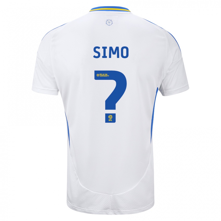 Enfant Maillot Elton Simo #0 Blanc Bleu Tenues Domicile 2024/25 T-Shirt Suisse