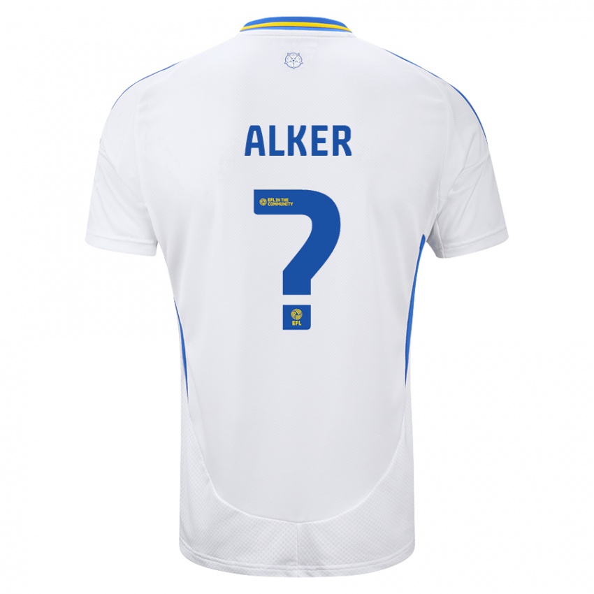 Enfant Maillot Samuel Alker #0 Blanc Bleu Tenues Domicile 2024/25 T-Shirt Suisse