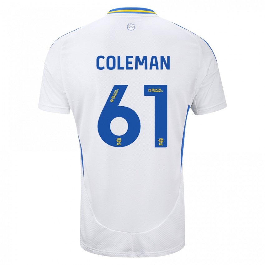 Enfant Maillot Cian Coleman #61 Blanc Bleu Tenues Domicile 2024/25 T-Shirt Suisse