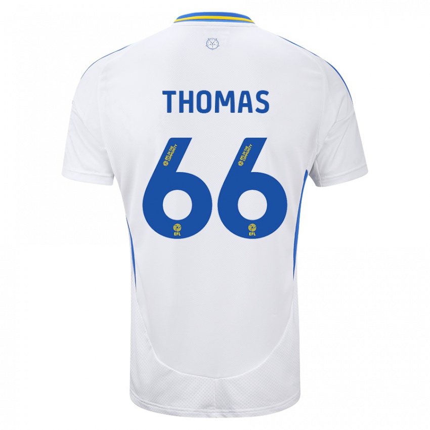 Enfant Maillot Luca Thomas #66 Blanc Bleu Tenues Domicile 2024/25 T-Shirt Suisse