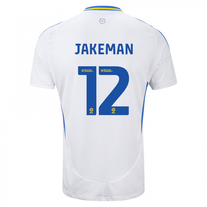 Enfant Maillot Harriet Jakeman #12 Blanc Bleu Tenues Domicile 2024/25 T-Shirt Suisse