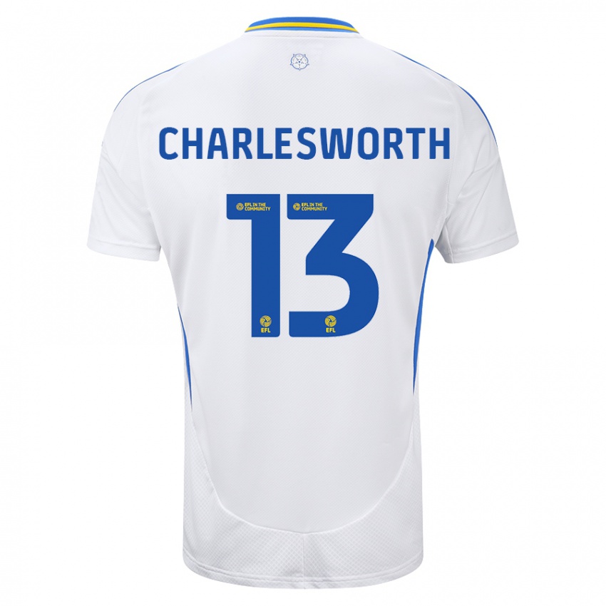 Enfant Maillot Millie Robshaw-Charlesworth #13 Blanc Bleu Tenues Domicile 2024/25 T-Shirt Suisse